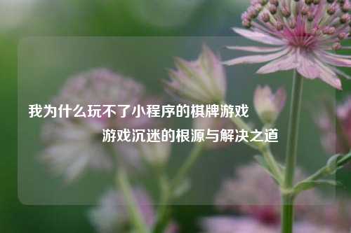 我为什么玩不了小程序的棋牌游戏♠️♥️♦️♣️游戏沉迷的根源与解决之道