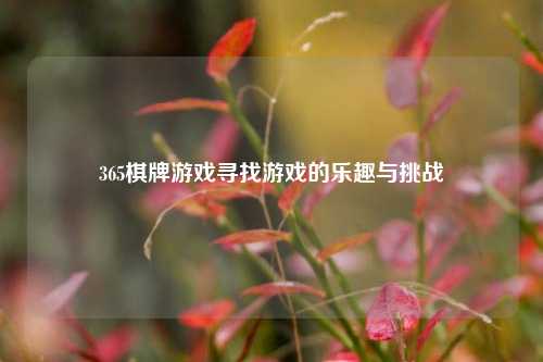 365棋牌游戏寻找游戏的乐趣与挑战