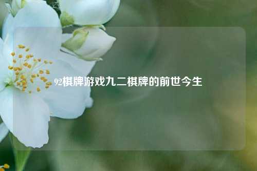 92棋牌游戏九二棋牌的前世今生