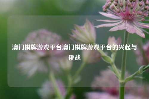 澳门棋牌游戏平台澳门棋牌游戏平台的兴起与挑战