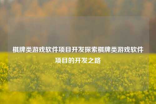 棋牌类游戏软件项目开发探索棋牌类游戏软件项目的开发之路