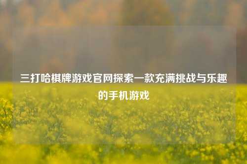 三打哈棋牌游戏官网探索一款充满挑战与乐趣的手机游戏