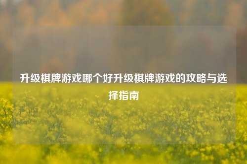 升级棋牌游戏哪个好升级棋牌游戏的攻略与选择指南