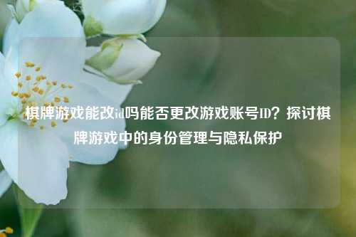 棋牌游戏能改id吗能否更改游戏账号ID？探讨棋牌游戏中的身份管理与隐私保护