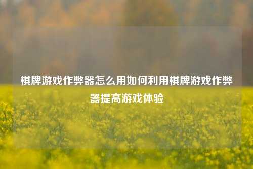 棋牌游戏作弊器怎么用如何利用棋牌游戏作弊器提高游戏体验