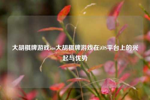 大胡棋牌游戏ios大胡棋牌游戏在iOS平台上的兴起与优势