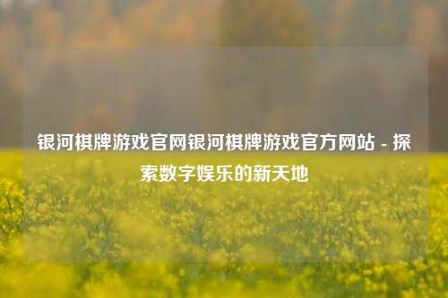 银河棋牌游戏官网银河棋牌游戏官方网站 - 探索数字娱乐的新天地