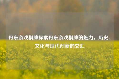 丹东游戏棋牌探索丹东游戏棋牌的魅力，历史、文化与现代创新的交汇