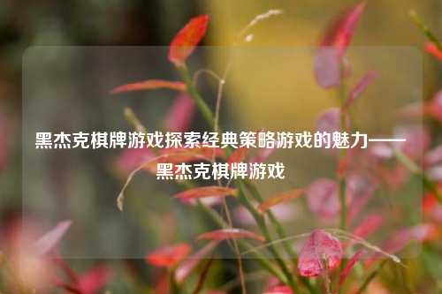 黑杰克棋牌游戏探索经典策略游戏的魅力——黑杰克棋牌游戏