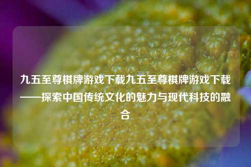 九五至尊棋牌游戏下载九五至尊棋牌游戏下载——探索中国传统文化的魅力与现代科技的融合