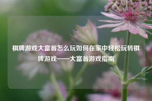 棋牌游戏大富翁怎么玩如何在家中轻松玩转棋牌游戏——大富翁游戏指南