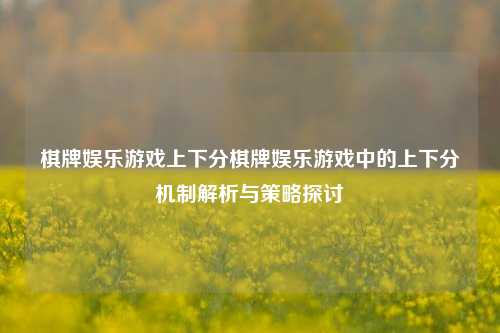 棋牌娱乐游戏上下分棋牌娱乐游戏中的上下分机制解析与策略探讨