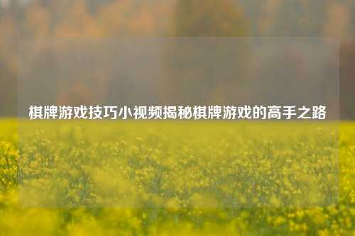 棋牌游戏技巧小视频揭秘棋牌游戏的高手之路