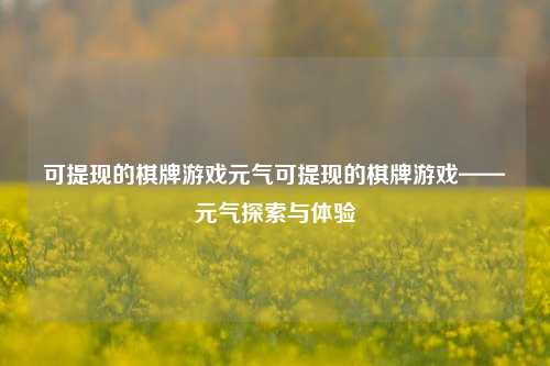 可提现的棋牌游戏元气可提现的棋牌游戏——元气探索与体验