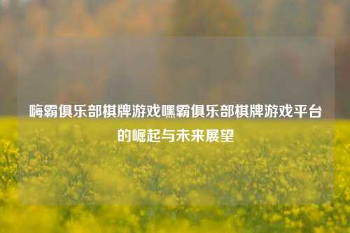 嗨霸俱乐部棋牌游戏嘿霸俱乐部棋牌游戏平台的崛起与未来展望