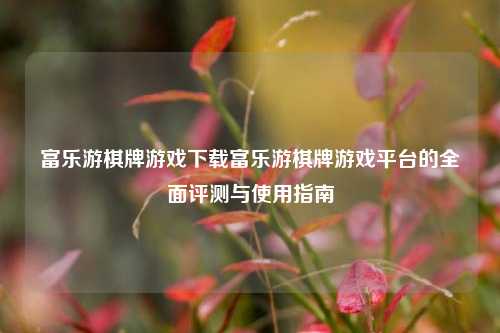 富乐游棋牌游戏下载富乐游棋牌游戏平台的全面评测与使用指南