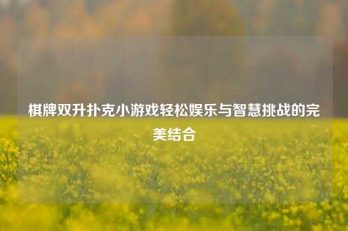 棋牌双升扑克小游戏轻松娱乐与智慧挑战的完美结合