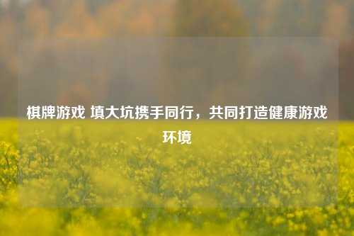 棋牌游戏 填大坑携手同行，共同打造健康游戏环境