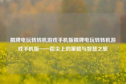 棋牌电玩转转机游戏手机版棋牌电玩转转机游戏手机版——指尖上的策略与智慧之旅