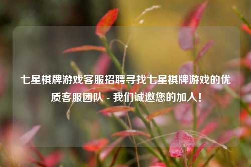 七星棋牌游戏客服招聘寻找七星棋牌游戏的优质客服团队 - 我们诚邀您的加入！