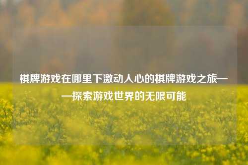 棋牌游戏在哪里下激动人心的棋牌游戏之旅——探索游戏世界的无限可能