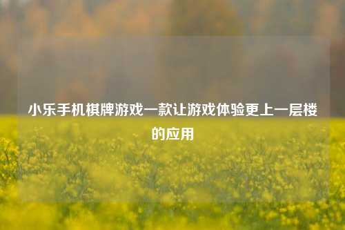 小乐手机棋牌游戏一款让游戏体验更上一层楼的应用