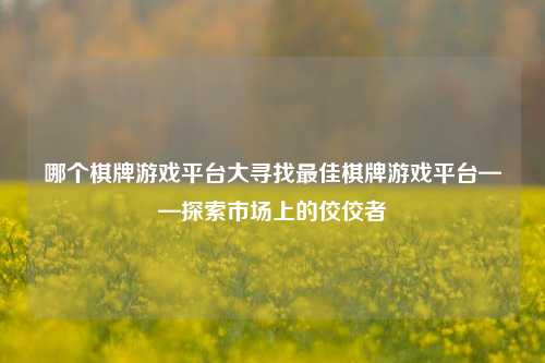 哪个棋牌游戏平台大寻找最佳棋牌游戏平台——探索市场上的佼佼者