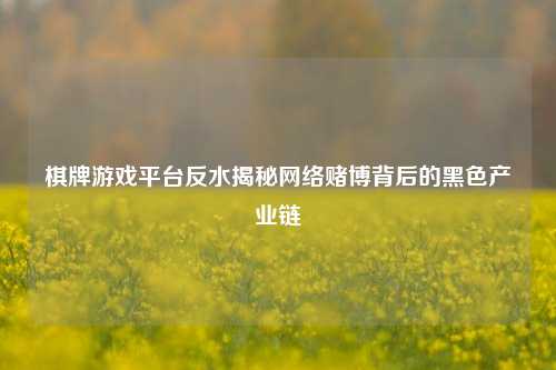 棋牌游戏平台反水揭秘网络赌博背后的黑色产业链