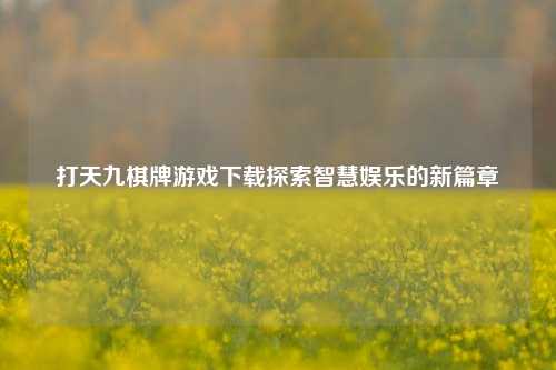 打天九棋牌游戏下载探索智慧娱乐的新篇章
