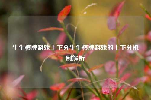 牛牛棋牌游戏上下分牛牛棋牌游戏的上下分机制解析