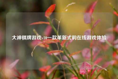 大神棋牌游戏v10一款革新式的在线游戏体验