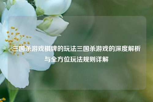 三国杀游戏棋牌的玩法三国杀游戏的深度解析与全方位玩法规则详解