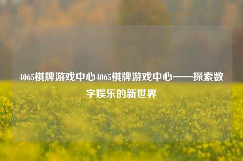 4065棋牌游戏中心4065棋牌游戏中心——探索数字娱乐的新世界