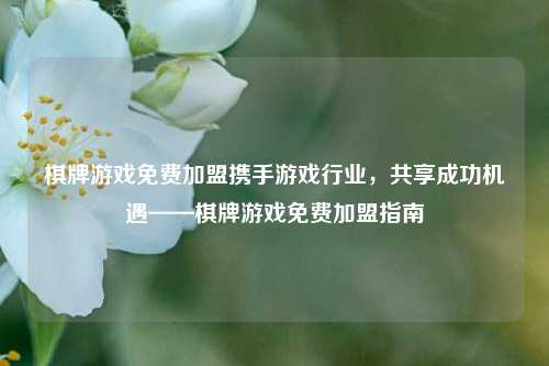 棋牌游戏免费加盟携手游戏行业，共享成功机遇——棋牌游戏免费加盟指南
