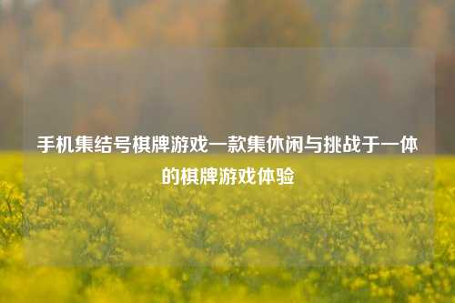 手机集结号棋牌游戏一款集休闲与挑战于一体的棋牌游戏体验