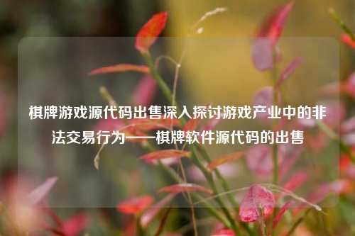 棋牌游戏源代码出售深入探讨游戏产业中的非法交易行为——棋牌软件源代码的出售