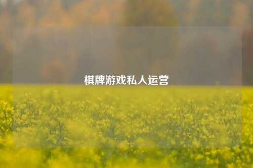 棋牌游戏私人运营