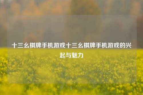 十三幺棋牌手机游戏十三幺棋牌手机游戏的兴起与魅力