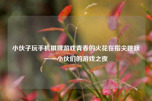 小伙子玩手机棋牌游戏青春的火花在指尖跳跃——小伙们的游戏之夜