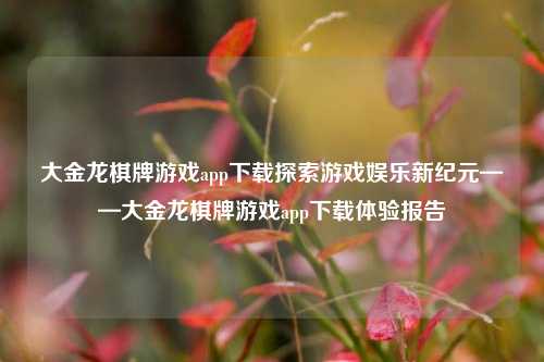 大金龙棋牌游戏app下载探索游戏娱乐新纪元——大金龙棋牌游戏app下载体验报告