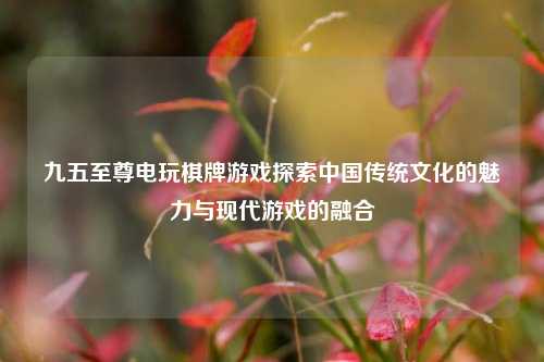 九五至尊电玩棋牌游戏探索中国传统文化的魅力与现代游戏的融合