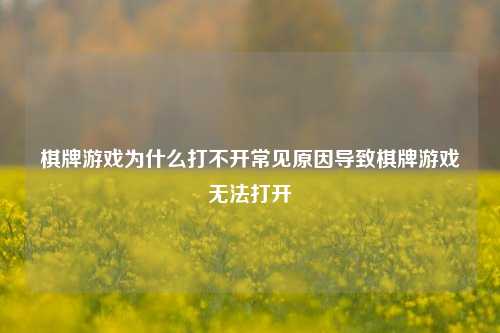 棋牌游戏为什么打不开常见原因导致棋牌游戏无法打开