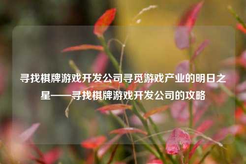 寻找棋牌游戏开发公司寻觅游戏产业的明日之星——寻找棋牌游戏开发公司的攻略