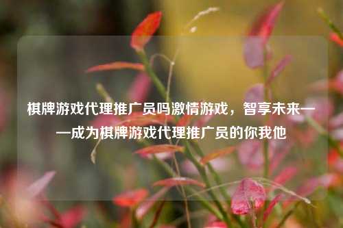 棋牌游戏代理推广员吗激情游戏，智享未来——成为棋牌游戏代理推广员的你我他