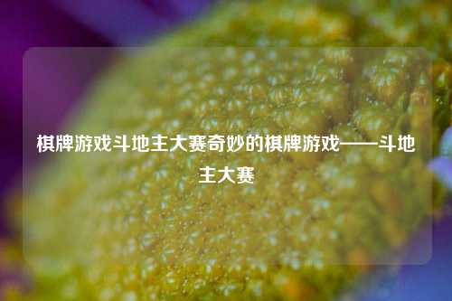 棋牌游戏斗地主大赛奇妙的棋牌游戏——斗地主大赛