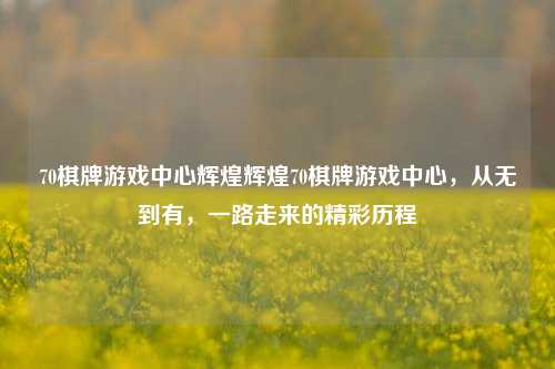 70棋牌游戏中心辉煌辉煌70棋牌游戏中心，从无到有，一路走来的精彩历程