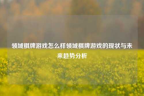 领域棋牌游戏怎么样领域棋牌游戏的现状与未来趋势分析