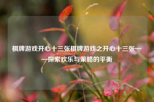 棋牌游戏开心十三张棋牌游戏之开心十三张——探索欢乐与策略的平衡