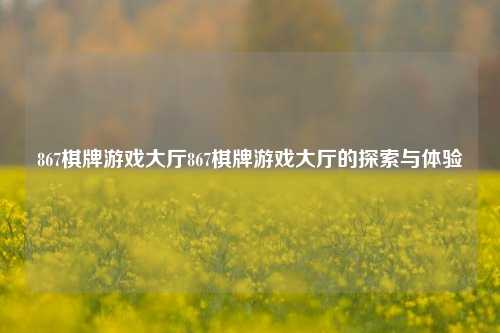 867棋牌游戏大厅867棋牌游戏大厅的探索与体验