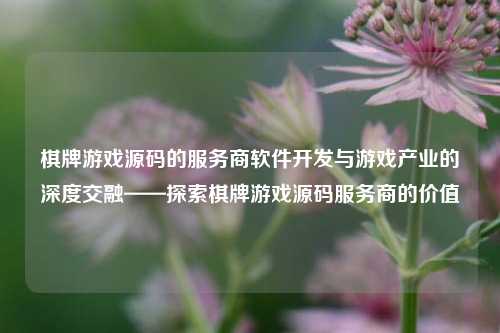 棋牌游戏源码的服务商软件开发与游戏产业的深度交融——探索棋牌游戏源码服务商的价值